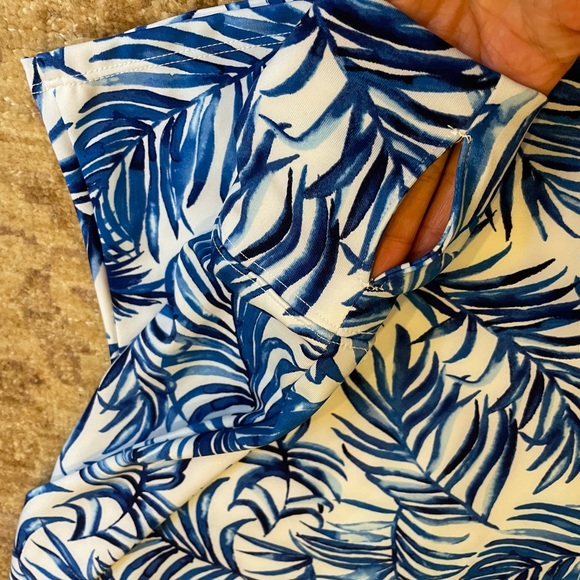 Tommy Bahama Blue and White Leaf Print Long Sleeve Zip Up XS - Picture 8 of 9